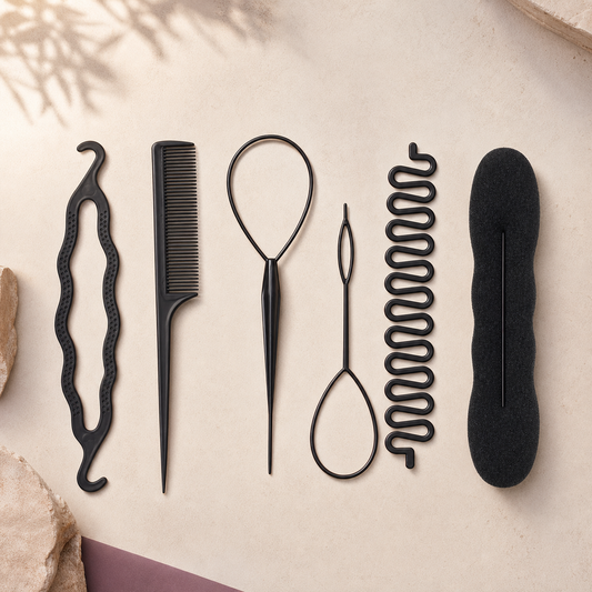 BraidEase Tool Set — 6 Piece - Flat Lay | Velvet Curl Beauty ZA