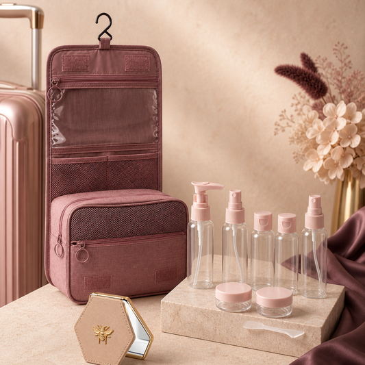 Beauty On-The-Go Set bundle arranged in Velvet Curl plum, rose and cream tones