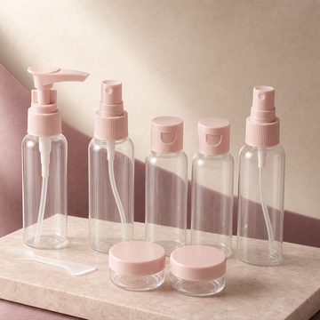 Carry-On Refillable Bottle Set - Clear & Blush
