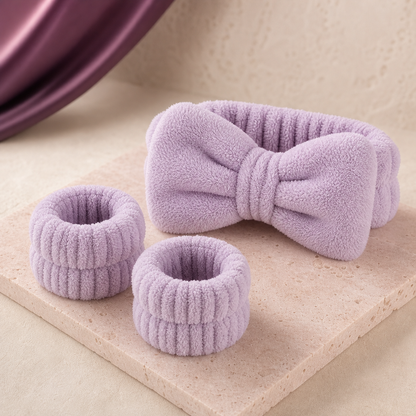 CloudSoft Spa Headband & Wristband Set - Lilac