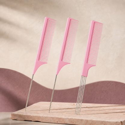 Precision Parting Comb Set - 3 Piece in Pink