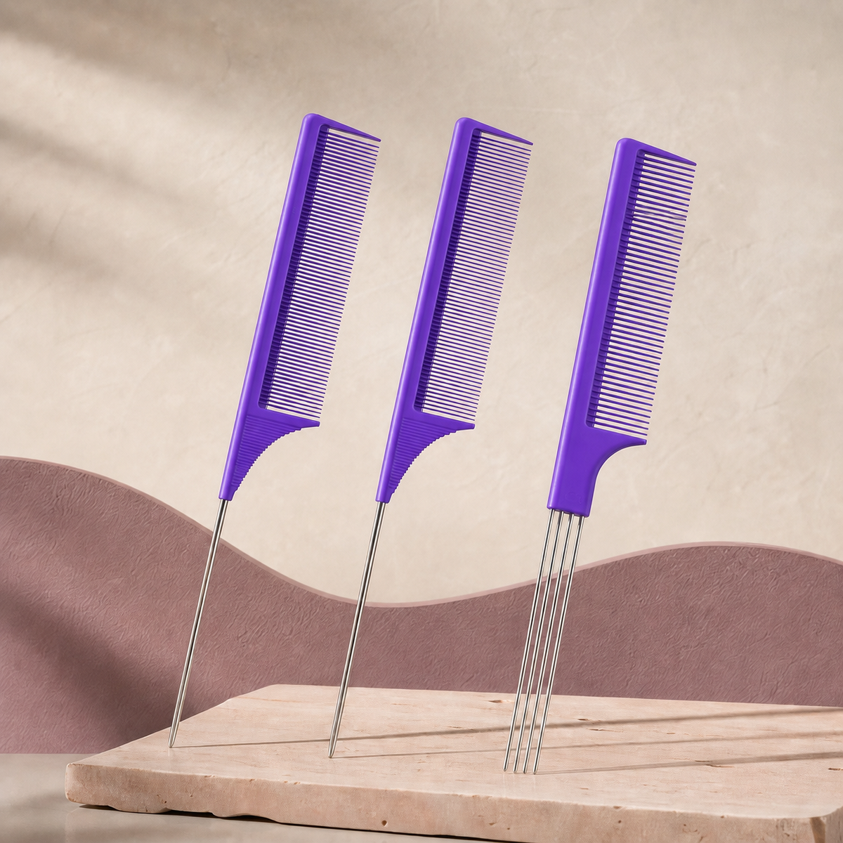 Precision Parting Comb Set — 3 Piece in Purple