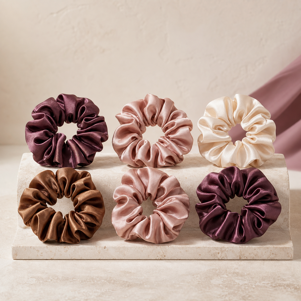 Satin Scrunchie Edit — Set of 6 - Neutral Mix