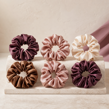 Satin Scrunchie Edit — Set of 6 - Neutral Mix