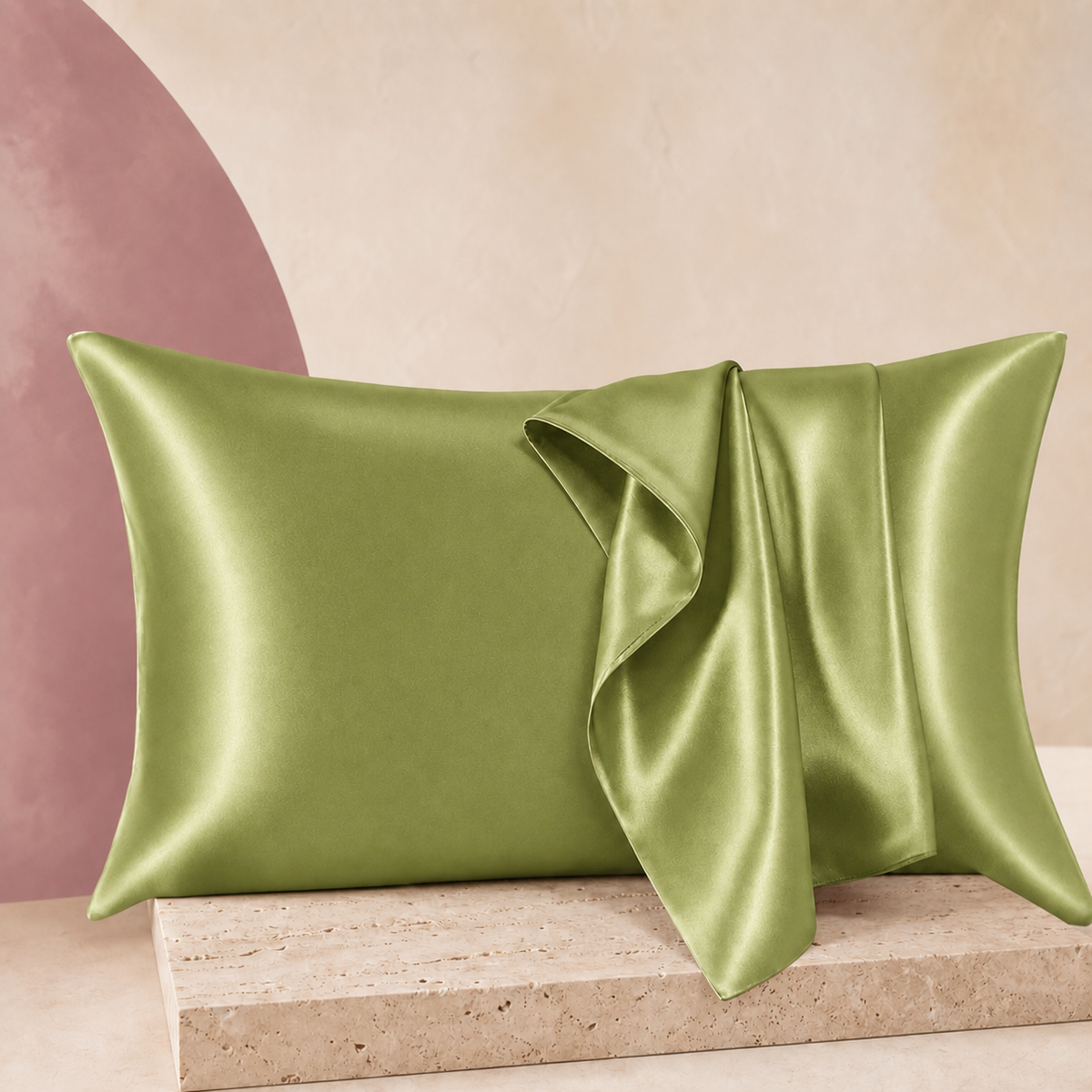 SatinCloud Pillowcase in Mustard Green