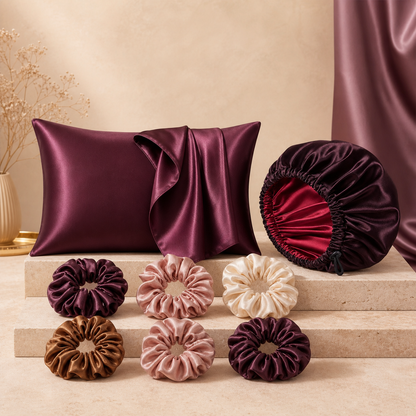Sleep & Shine Set bundle arranged in Velvet Curl plum, rose and cream tones