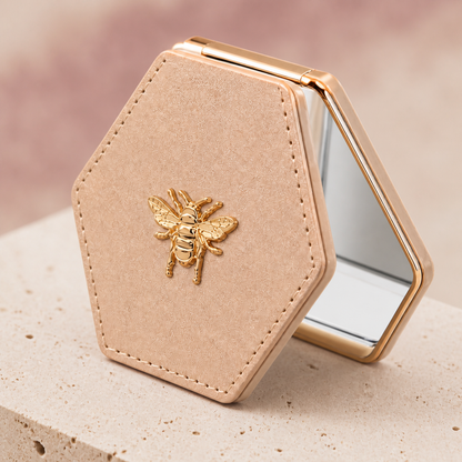 Bee Detail Folding Compact Mirror - Construction Detail | Velvet Curl Beauty ZA