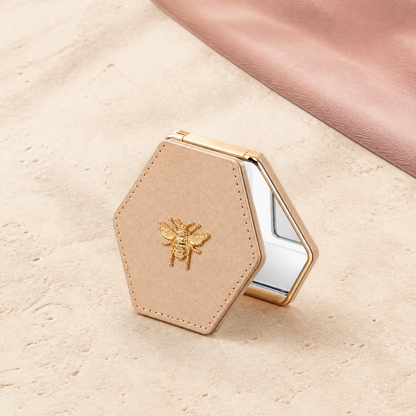 Bee Detail Folding Compact Mirror - Flat Lay | Velvet Curl Beauty ZA