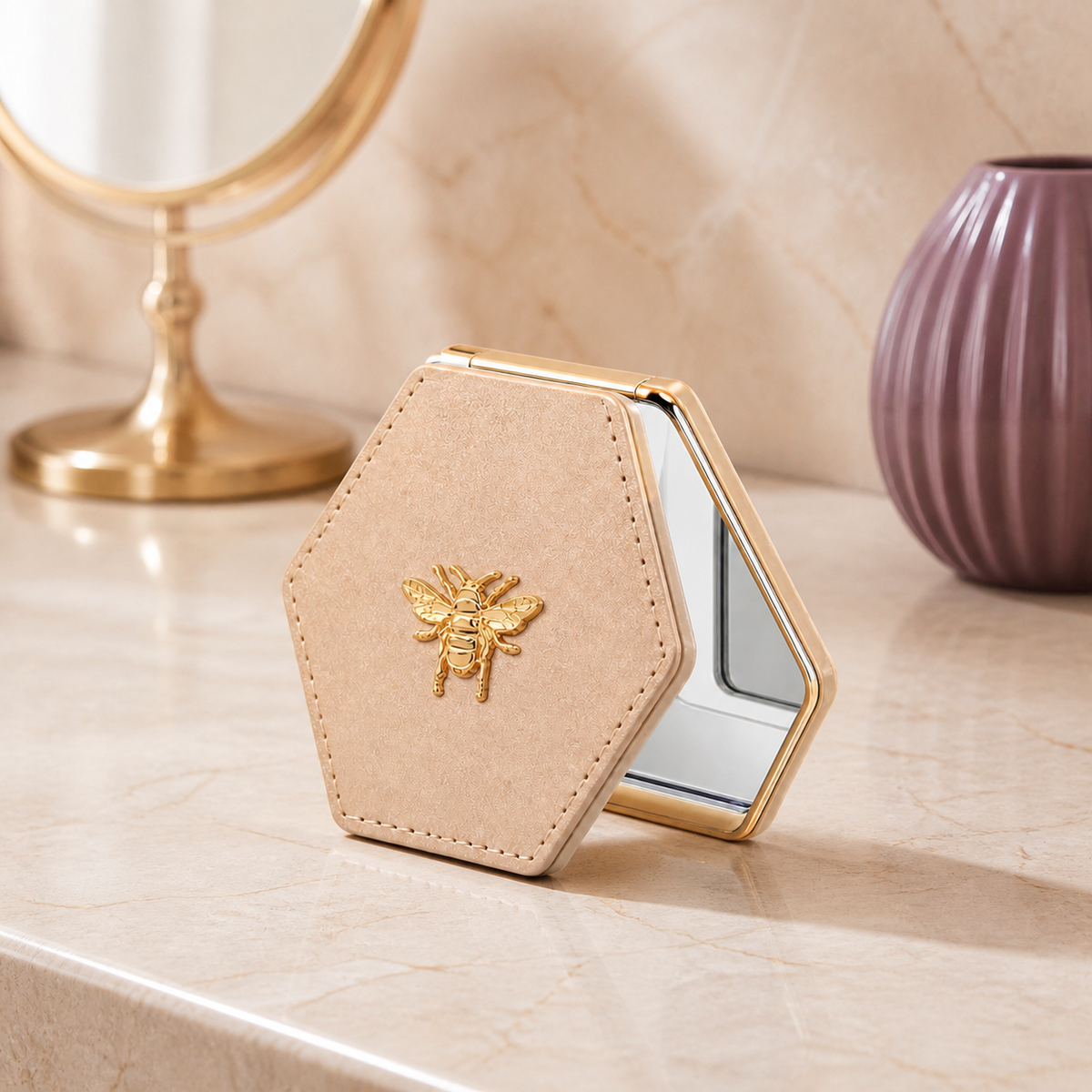 Bee Detail Folding Compact Mirror - Vanity Lifestyle | Velvet Curl Beauty ZA