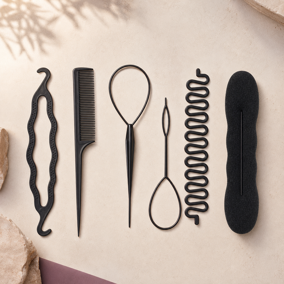 BraidEase Tool Set — 6 Piece - Flat Lay | Velvet Curl Beauty ZA