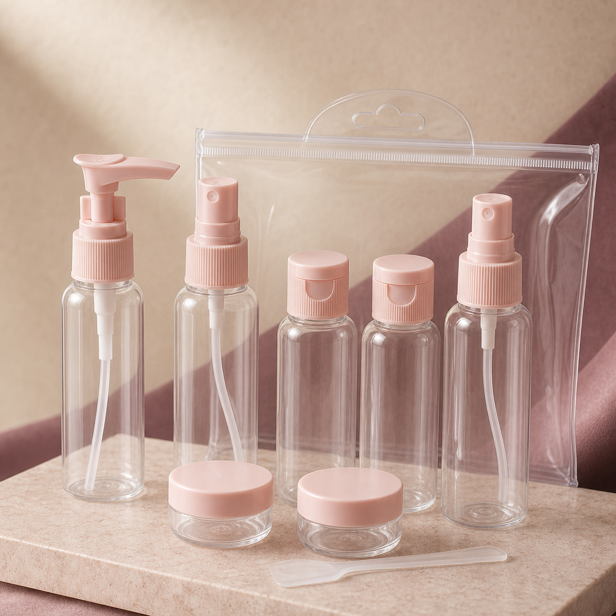 Carry-On Refillable Bottle Set - Three Quarter | Velvet Curl Beauty ZA