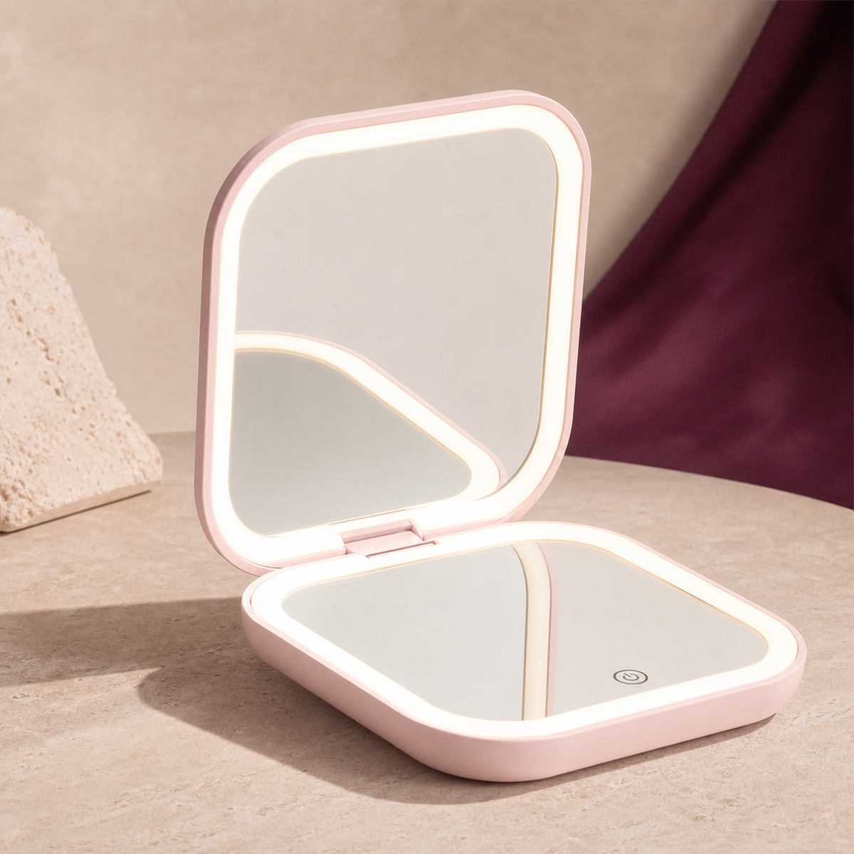 GlowFold Rechargeable LED Makeup Mirror - Hinge Detail | Velvet Curl Beauty ZA