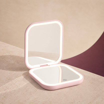 GlowFold Rechargeable LED Makeup Mirror - Open Hero | Velvet Curl Beauty ZA