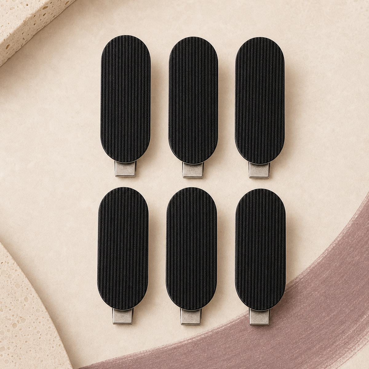 No-Crease Sectioning Clips — Set of 6 - Black Flat Lay | Velvet Curl Beauty ZA
