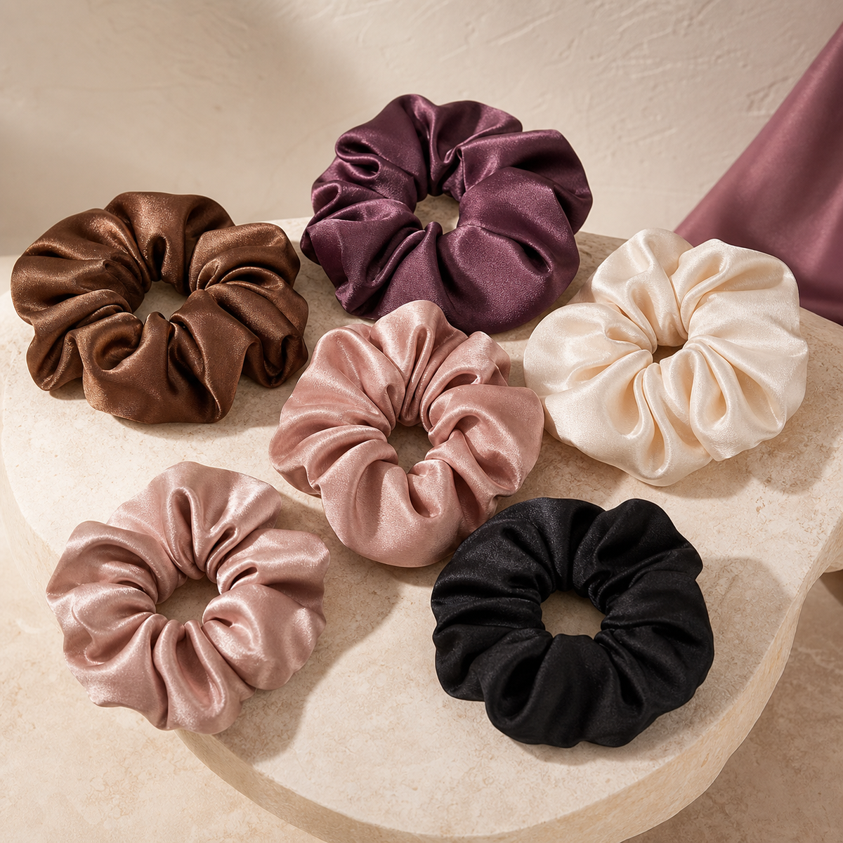Satin Scrunchie Edit — Set of 6 - Material Detail | Velvet Curl Beauty ZA