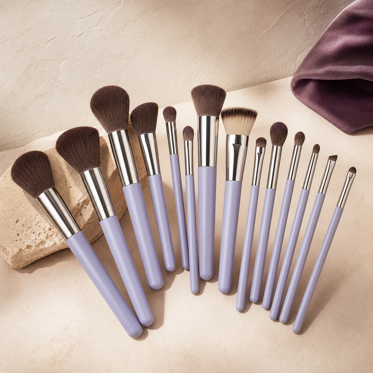 Velvet Touch Makeup Brush Set — 13 Piece - Bristle Detail | Velvet Curl Beauty ZA