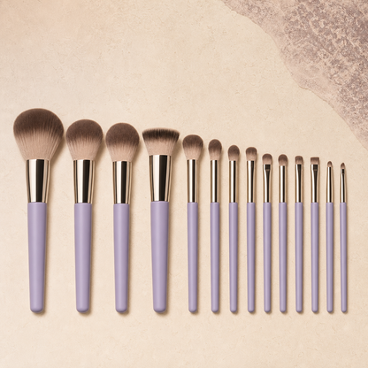 Velvet Touch Makeup Brush Set — 13 Piece - Flat Lay | Velvet Curl Beauty ZA